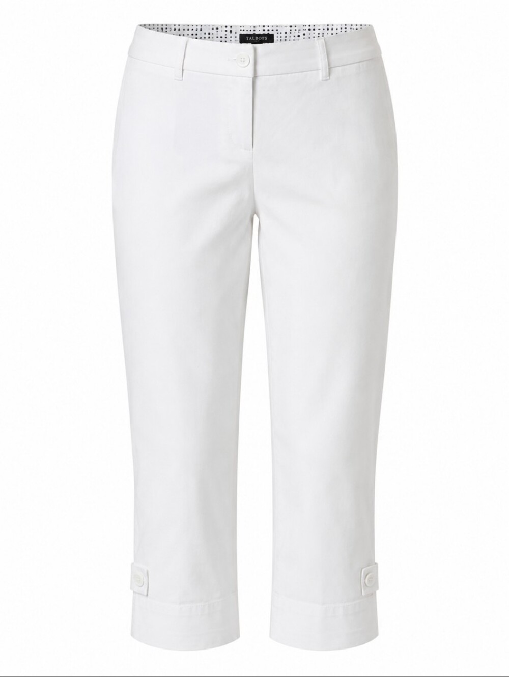 TALBOTS | Perfect Crop White Cotton Stretch Ankle Tab Pants | 12‎ Petite